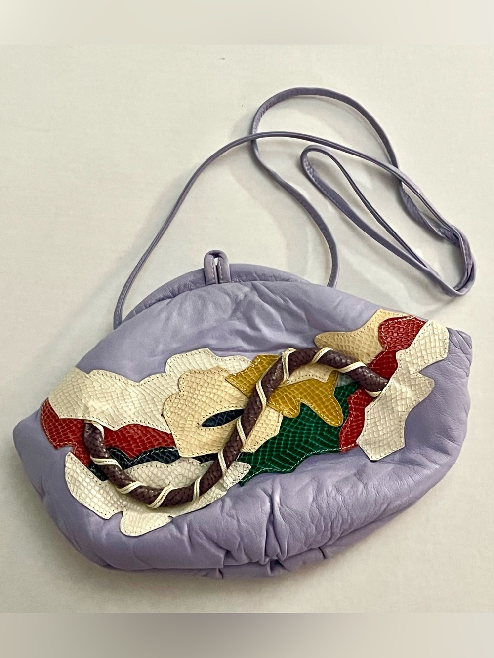 RARE Find! Vintage Lavender Textured 1970s 1980s Leather Shoulder Bag Clutch